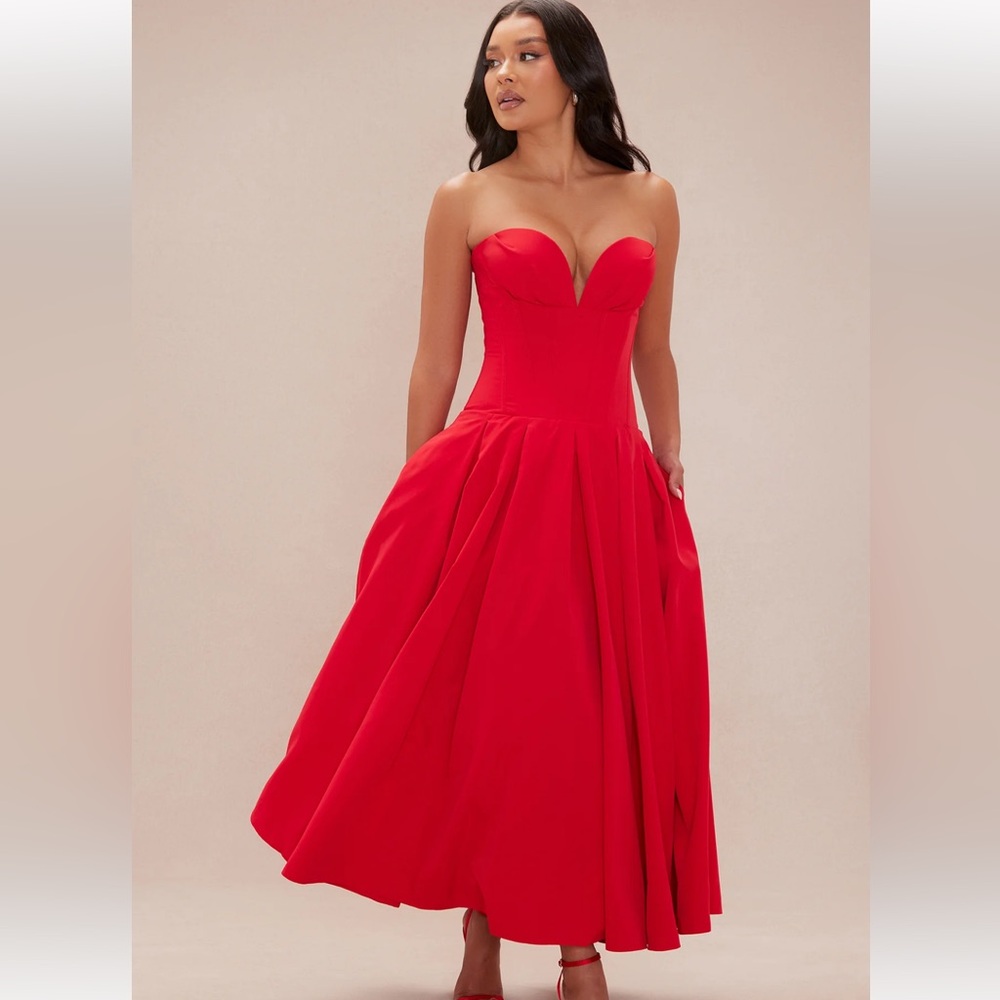 Marielle Corset Maxi Dress - Red